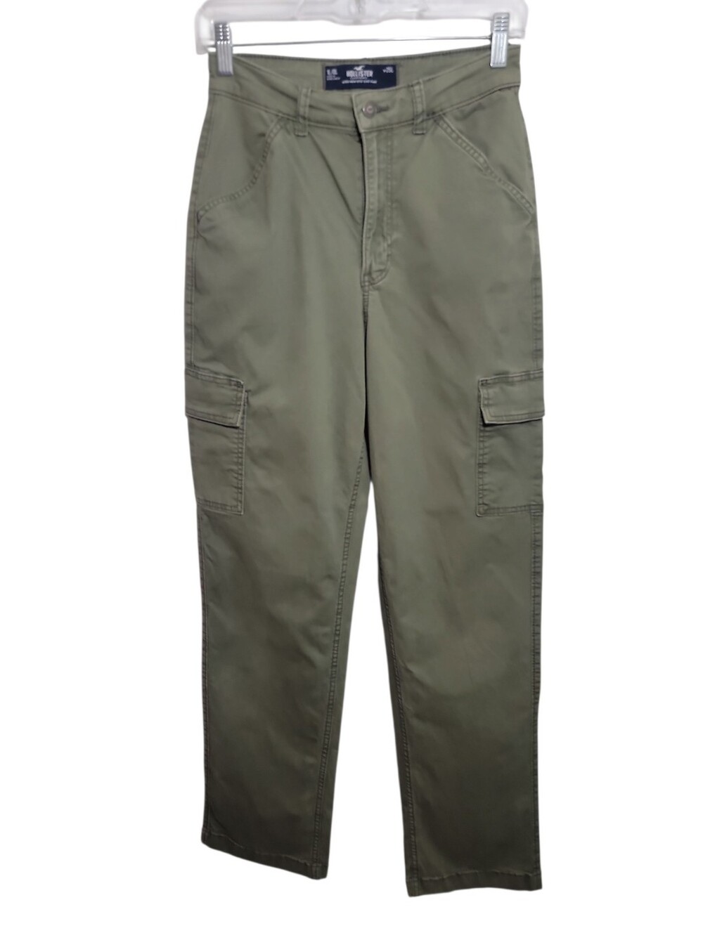 Hollister ultra high rise dad pants women's size 25 olive green cargo straight